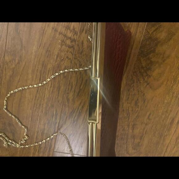 Vintage Jessica McClintock Snake Embossed &Gold  Metallic Clutch Set - Picture 5 of 14